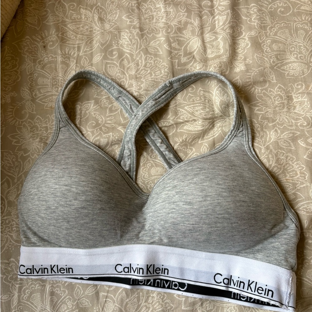 Calvin Klein Women's Heather Gray Crossback Bra